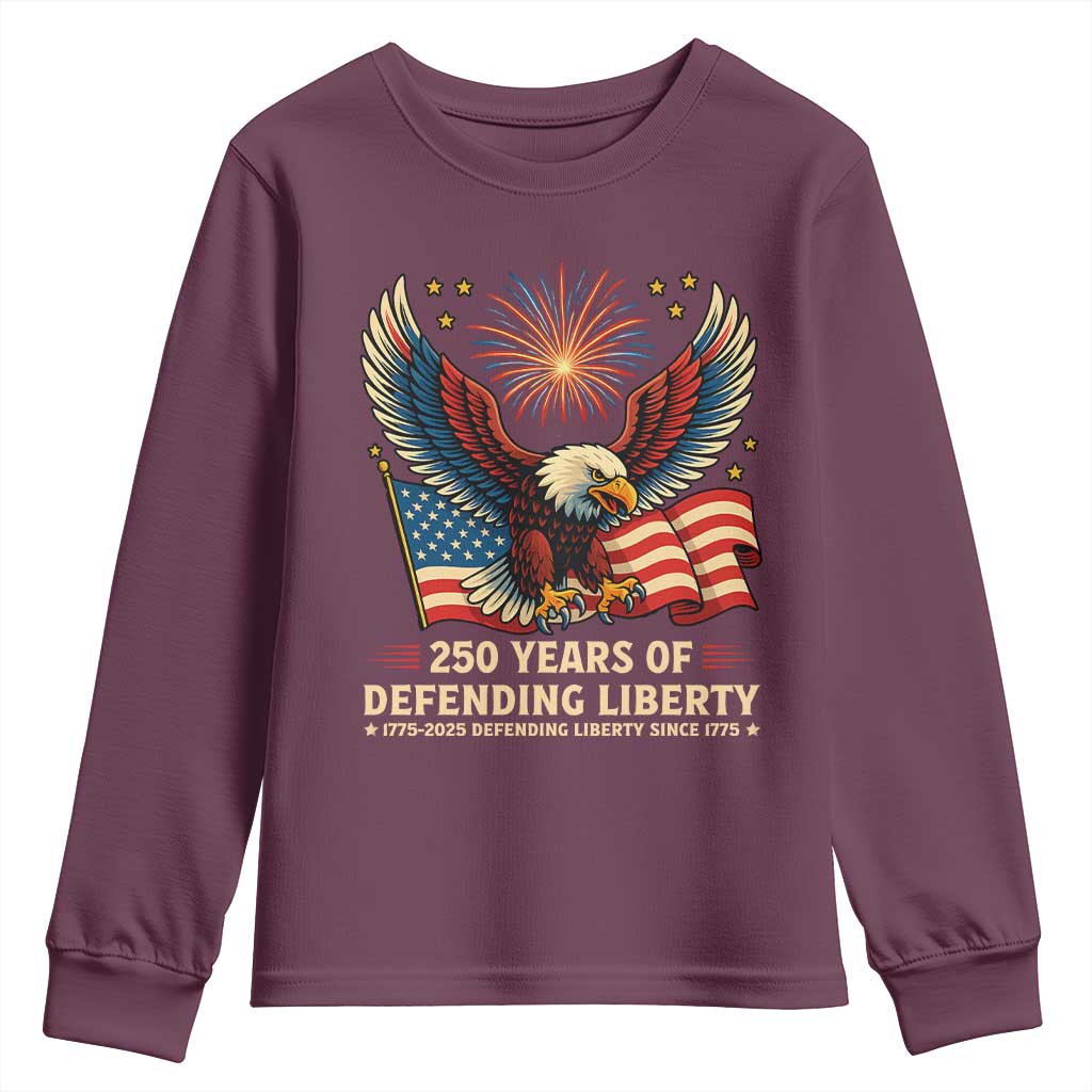Patriotic Eagle US Army 250th Anniversary Youth Sweatshirt 250 Years of Defending Liberty 1775 2025 - Wonder Print Shop
