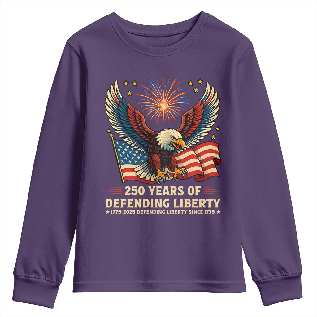 Patriotic Eagle US Army 250th Anniversary Youth Sweatshirt 250 Years of Defending Liberty 1775 2025 - Wonder Print Shop