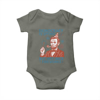 Funny 4th of July Satire Baby Onesie Democracy Is Dying But Hey Nice Fireworks Abe Lincoln