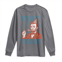 Funny 4th of July Satire Long Sleeve Shirt Democracy Is Dying But Hey Nice Fireworks Abe Lincoln
