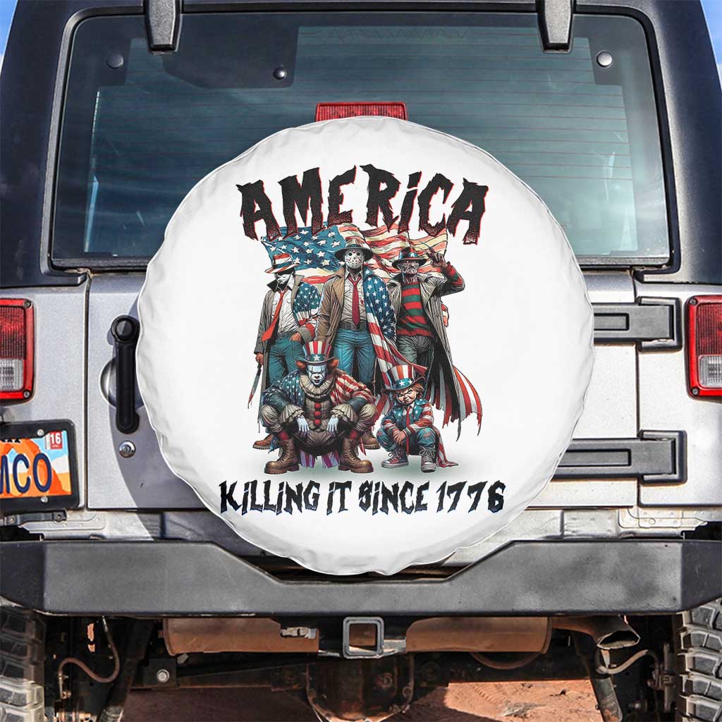 Patriotic Horror Mashup Spare Tire Cover America Killing It Since 1776
