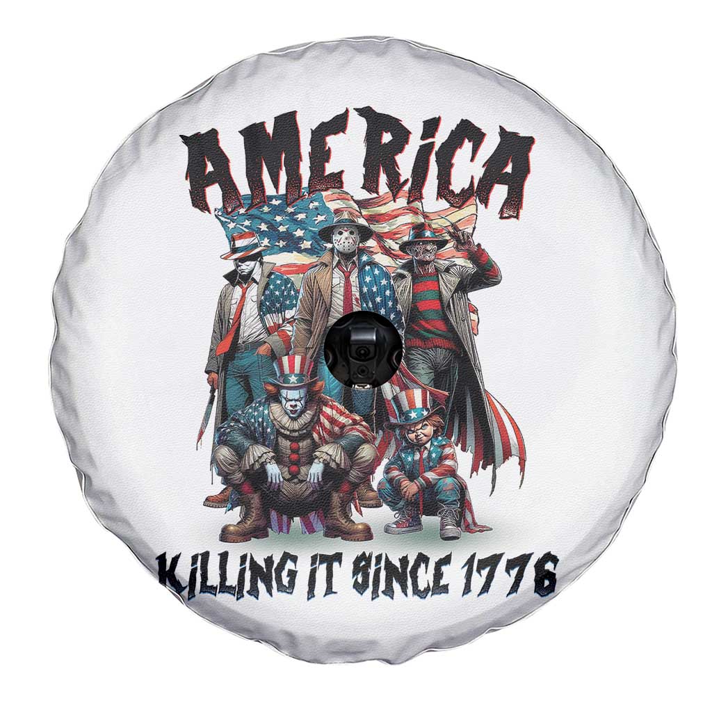 Patriotic Horror Mashup Spare Tire Cover America Killing It Since 1776