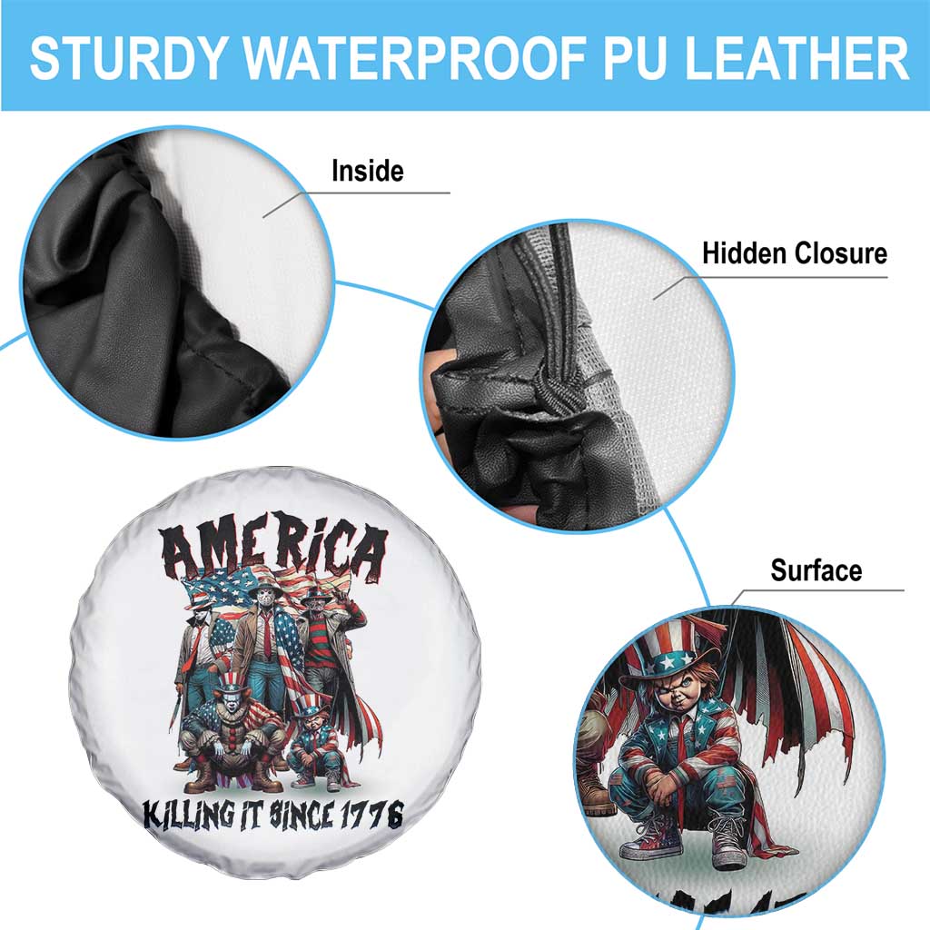 Patriotic Horror Mashup Spare Tire Cover America Killing It Since 1776