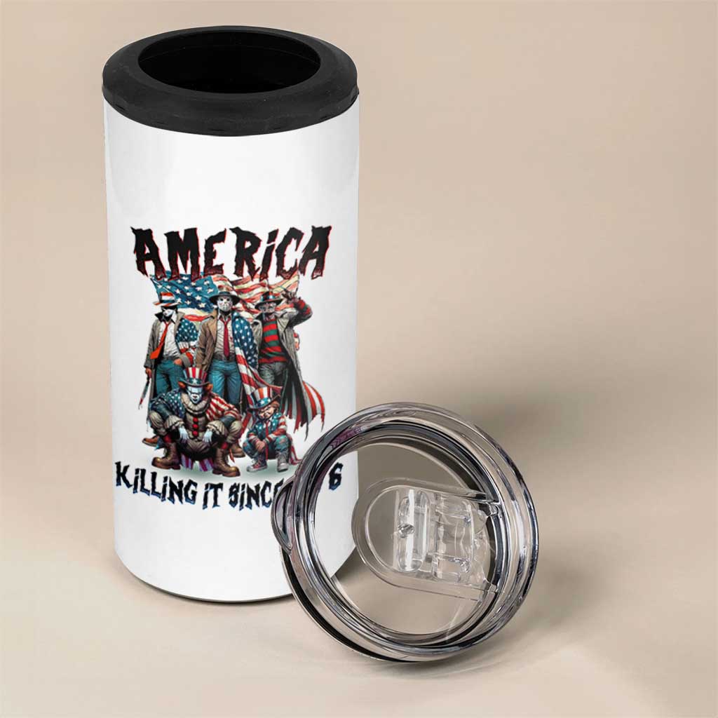Patriotic Horror Mashup 4 in 1 Can Cooler Tumbler America Killing It Since 1776