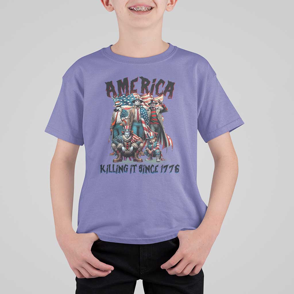 Patriotic Horror Mashup T Shirt For Kid America Killing It Since 1776