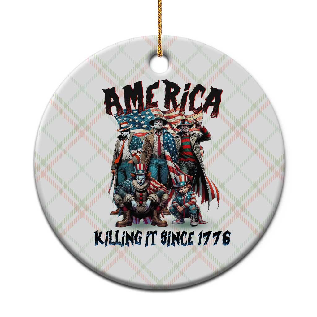 Patriotic Horror Mashup Ceramic Ornament America Killing It Since 1776 - Wonder Print Shop