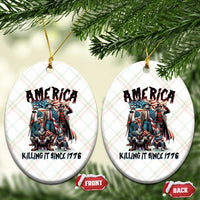 Patriotic Horror Mashup Ceramic Ornament America Killing It Since 1776 - Wonder Print Shop