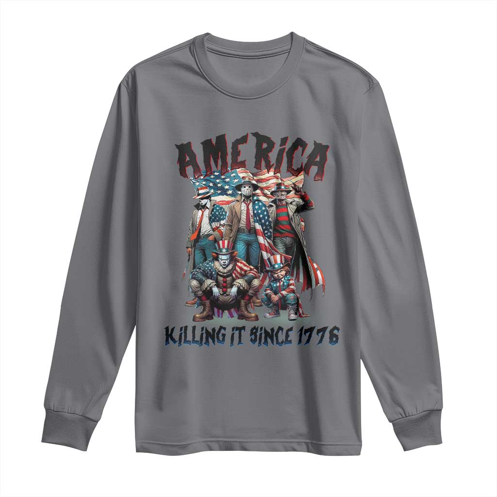 Patriotic Horror Mashup Long Sleeve Shirt America Killing It Since 1776
