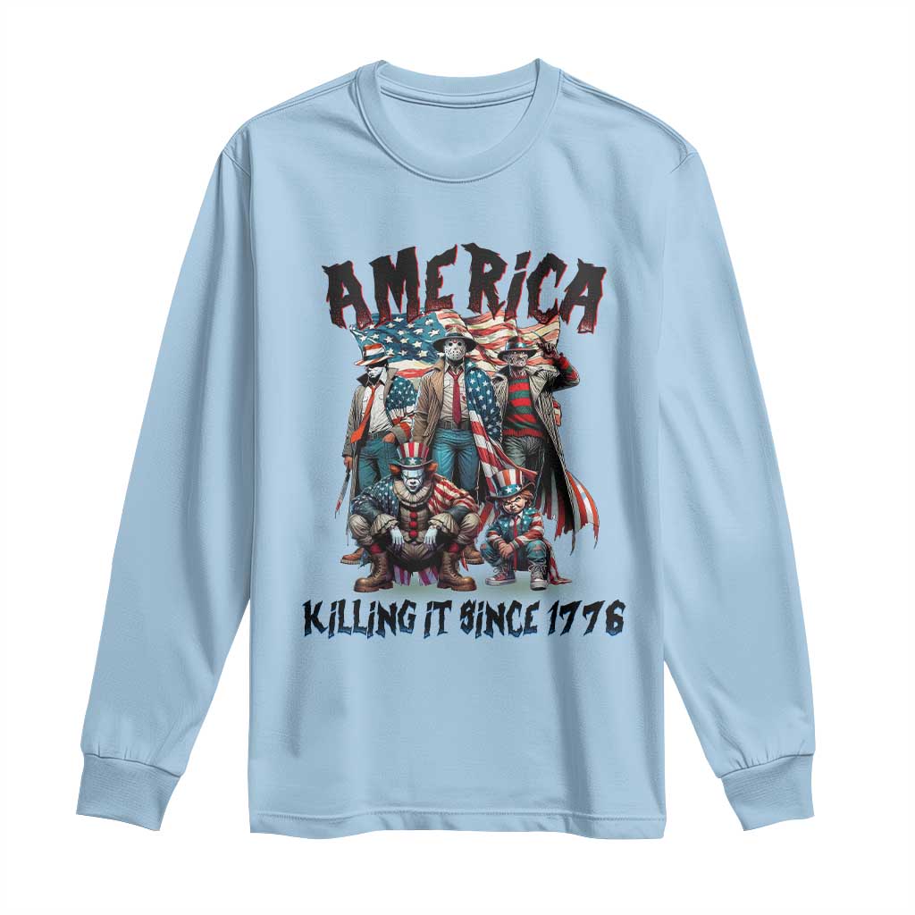 Patriotic Horror Mashup Long Sleeve Shirt America Killing It Since 1776