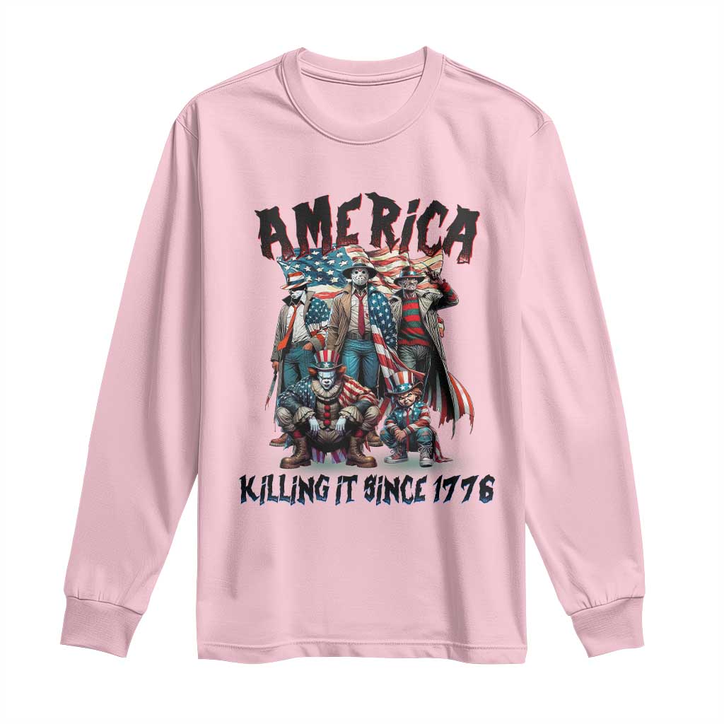 Patriotic Horror Mashup Long Sleeve Shirt America Killing It Since 1776
