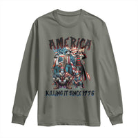 Patriotic Horror Mashup Long Sleeve Shirt America Killing It Since 1776