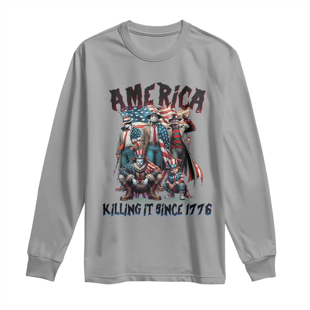 Patriotic Horror Mashup Long Sleeve Shirt America Killing It Since 1776