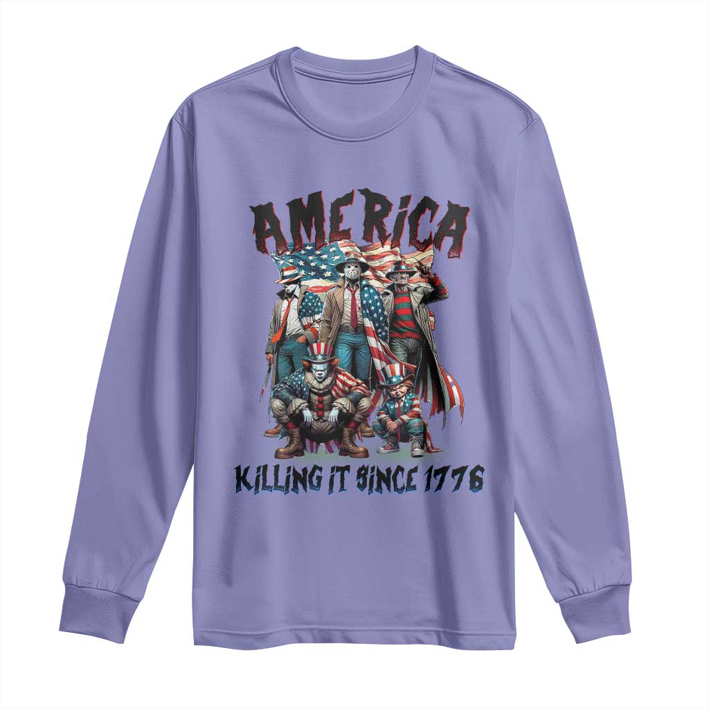 Patriotic Horror Mashup Long Sleeve Shirt America Killing It Since 1776