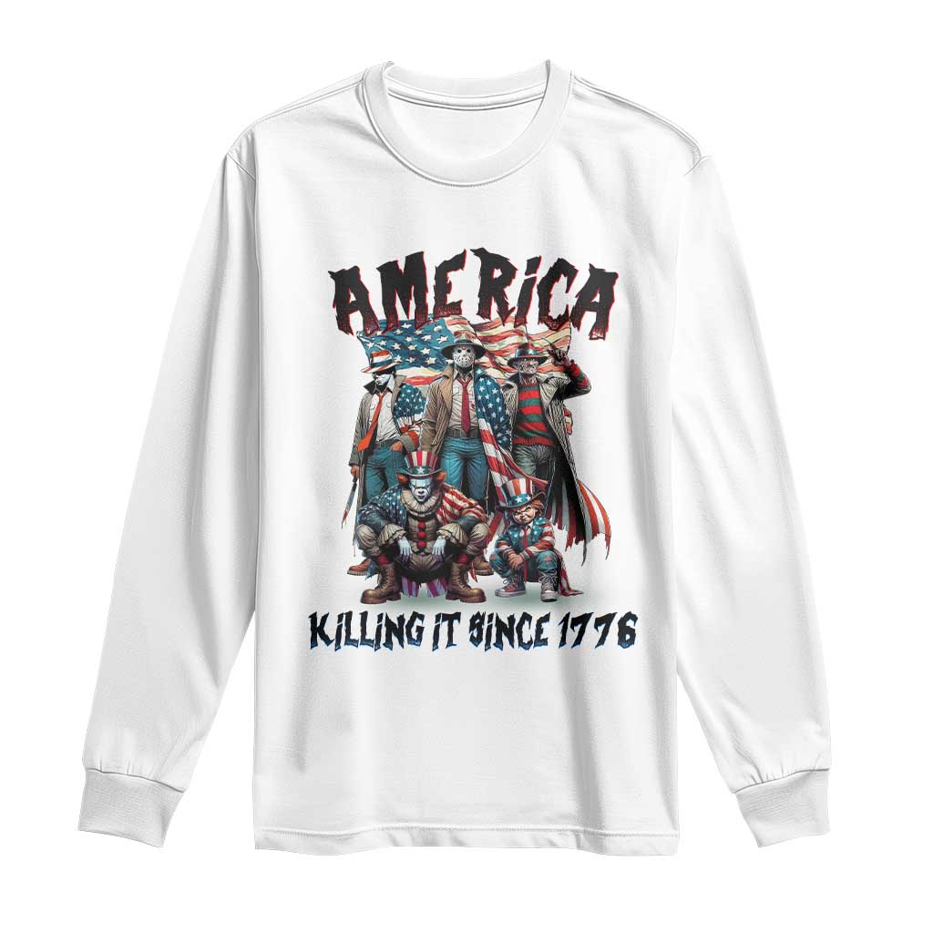 Patriotic Horror Mashup Long Sleeve Shirt America Killing It Since 1776