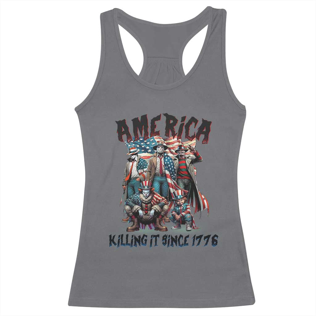 Patriotic Horror Mashup Racerback Tank Top America Killing It Since 1776