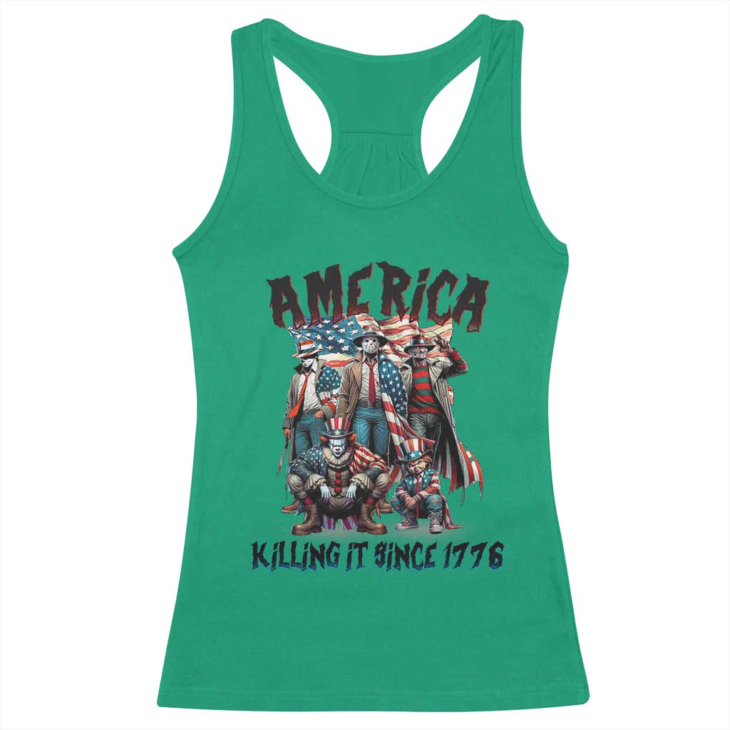 Patriotic Horror Mashup Racerback Tank Top America Killing It Since 1776