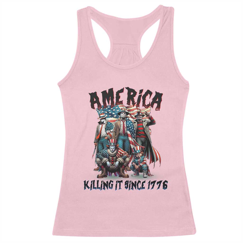 Patriotic Horror Mashup Racerback Tank Top America Killing It Since 1776