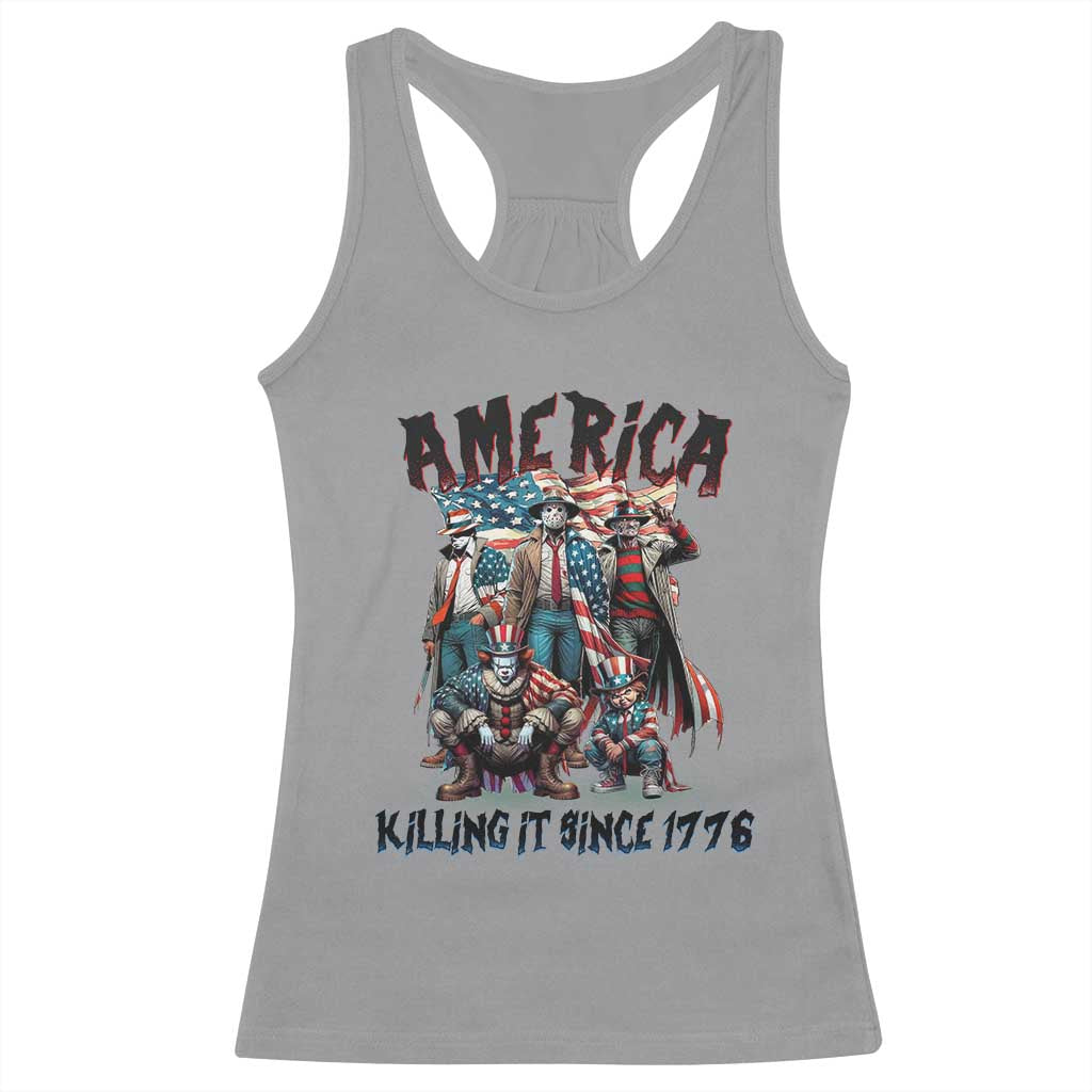 Patriotic Horror Mashup Racerback Tank Top America Killing It Since 1776