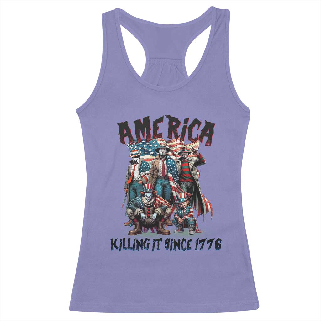 Patriotic Horror Mashup Racerback Tank Top America Killing It Since 1776