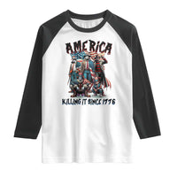 Patriotic Horror Mashup Raglan Shirt America Killing It Since 1776