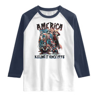 Patriotic Horror Mashup Raglan Shirt America Killing It Since 1776