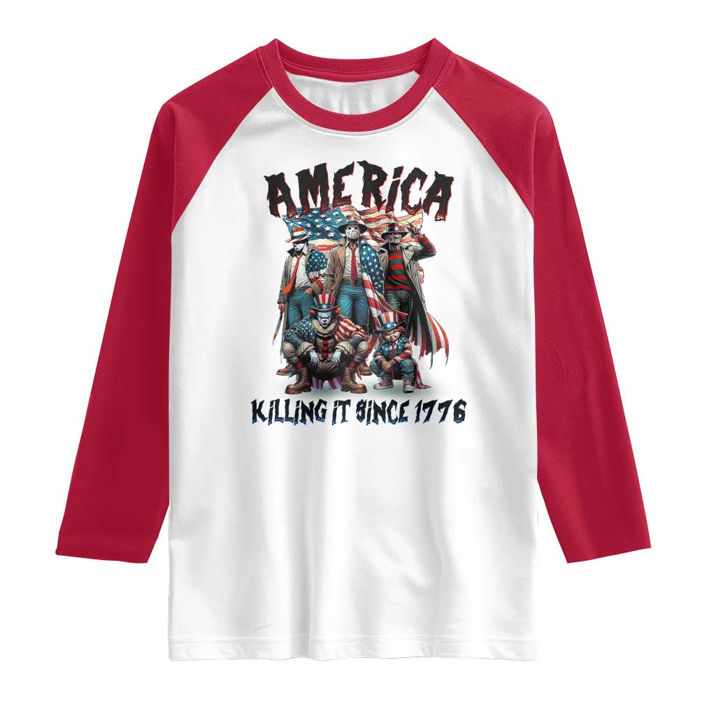 Patriotic Horror Mashup Raglan Shirt America Killing It Since 1776