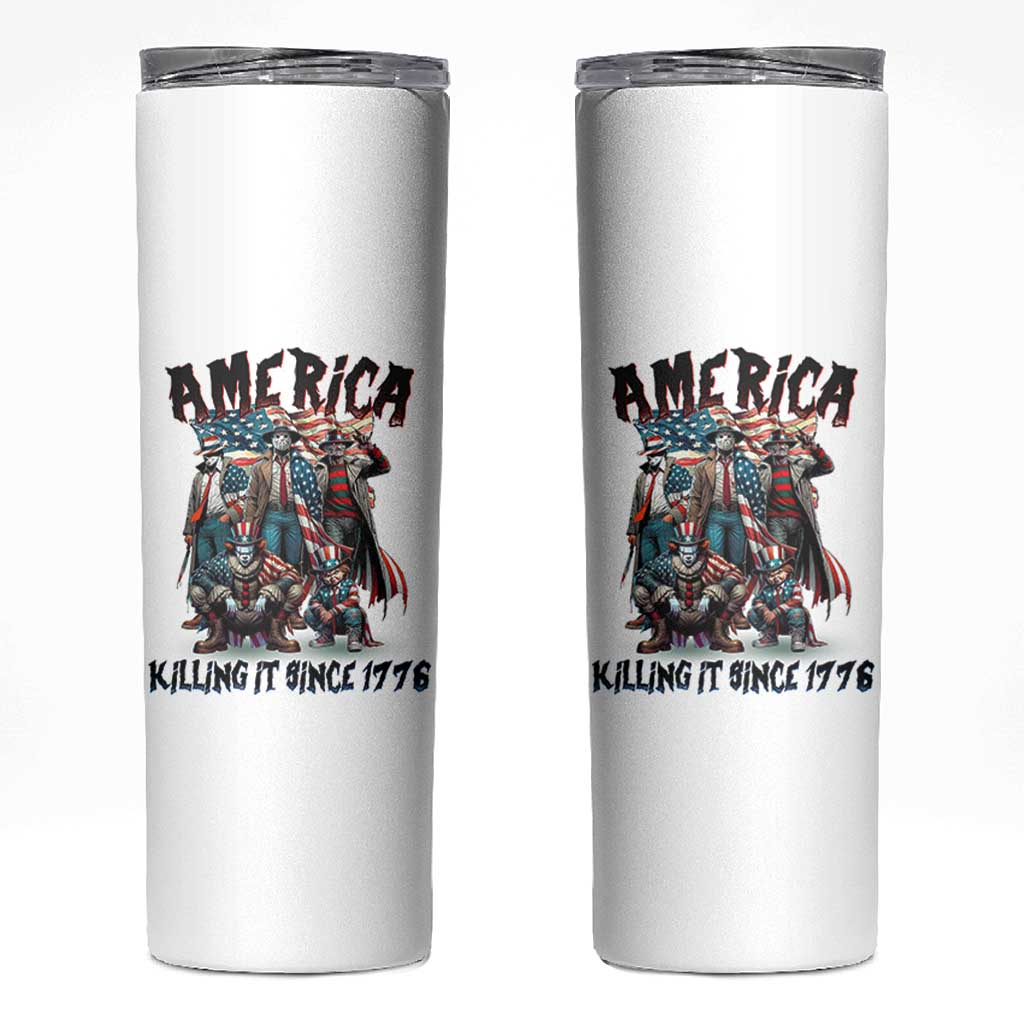 Patriotic Horror Mashup Skinny Tumbler America Killing It Since 1776