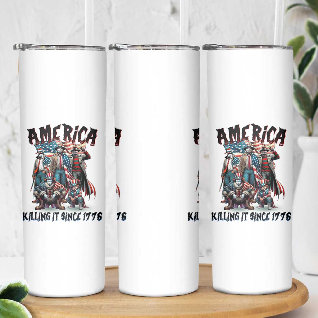 Patriotic Horror Mashup Skinny Tumbler America Killing It Since 1776