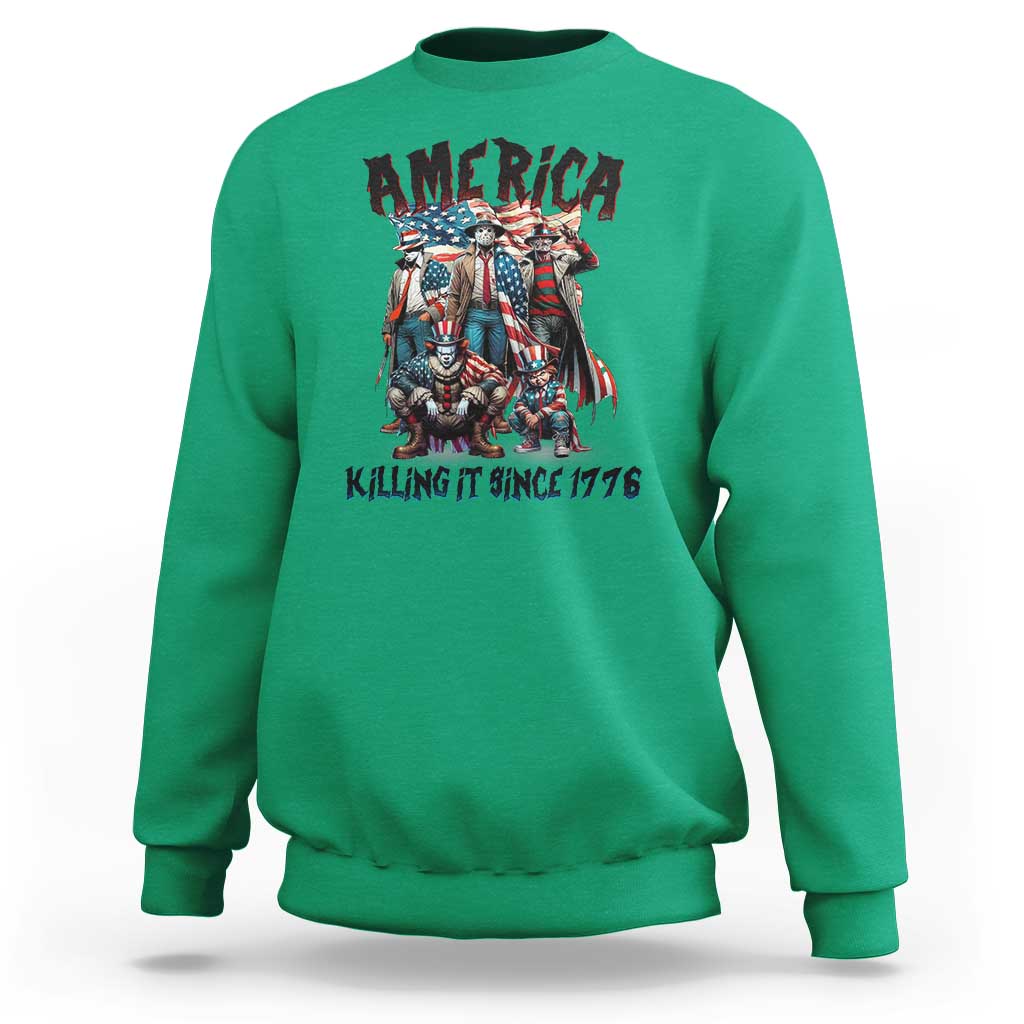 Patriotic Horror Mashup Sweatshirt America Killing It Since 1776