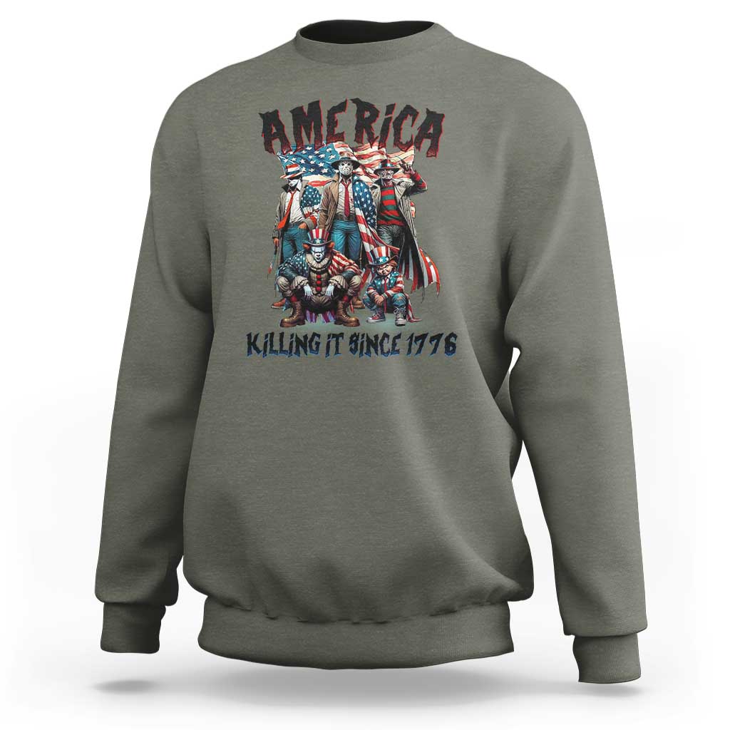 Patriotic Horror Mashup Sweatshirt America Killing It Since 1776