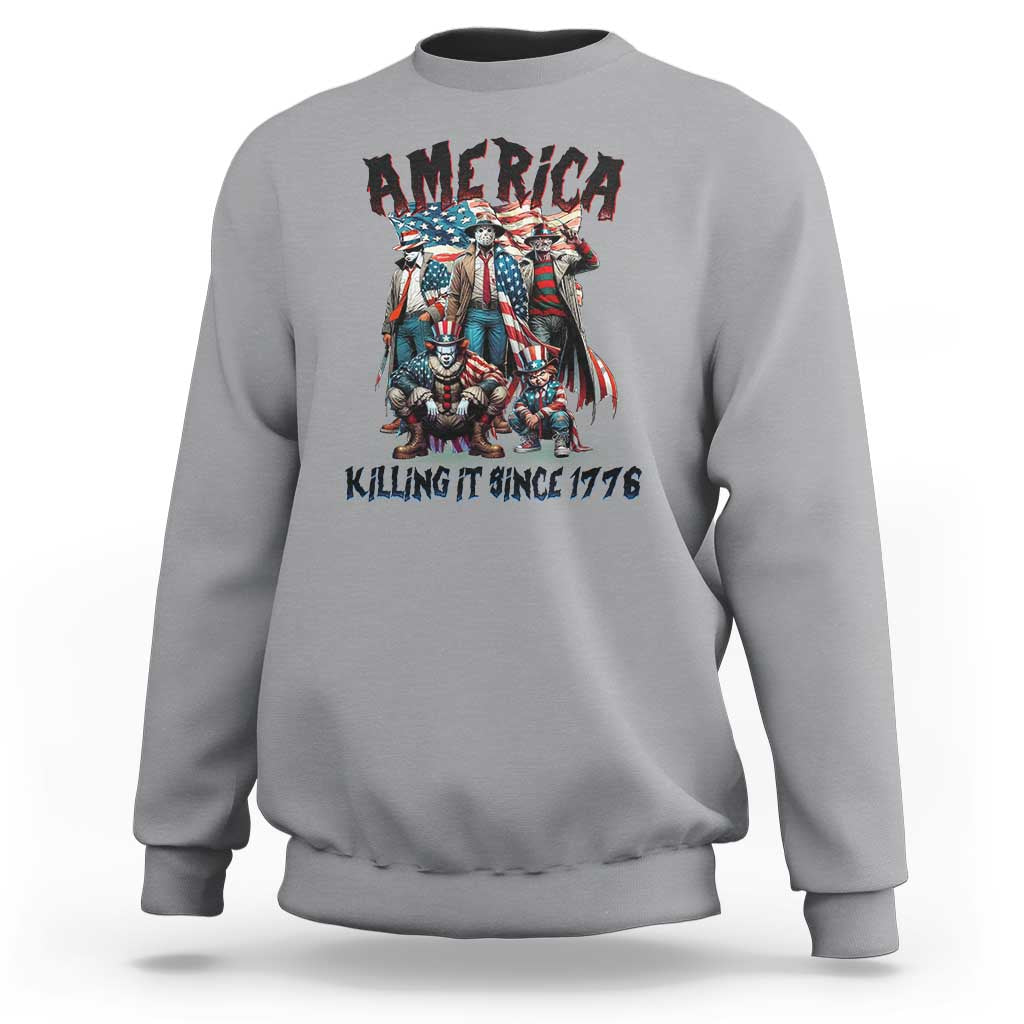Patriotic Horror Mashup Sweatshirt America Killing It Since 1776