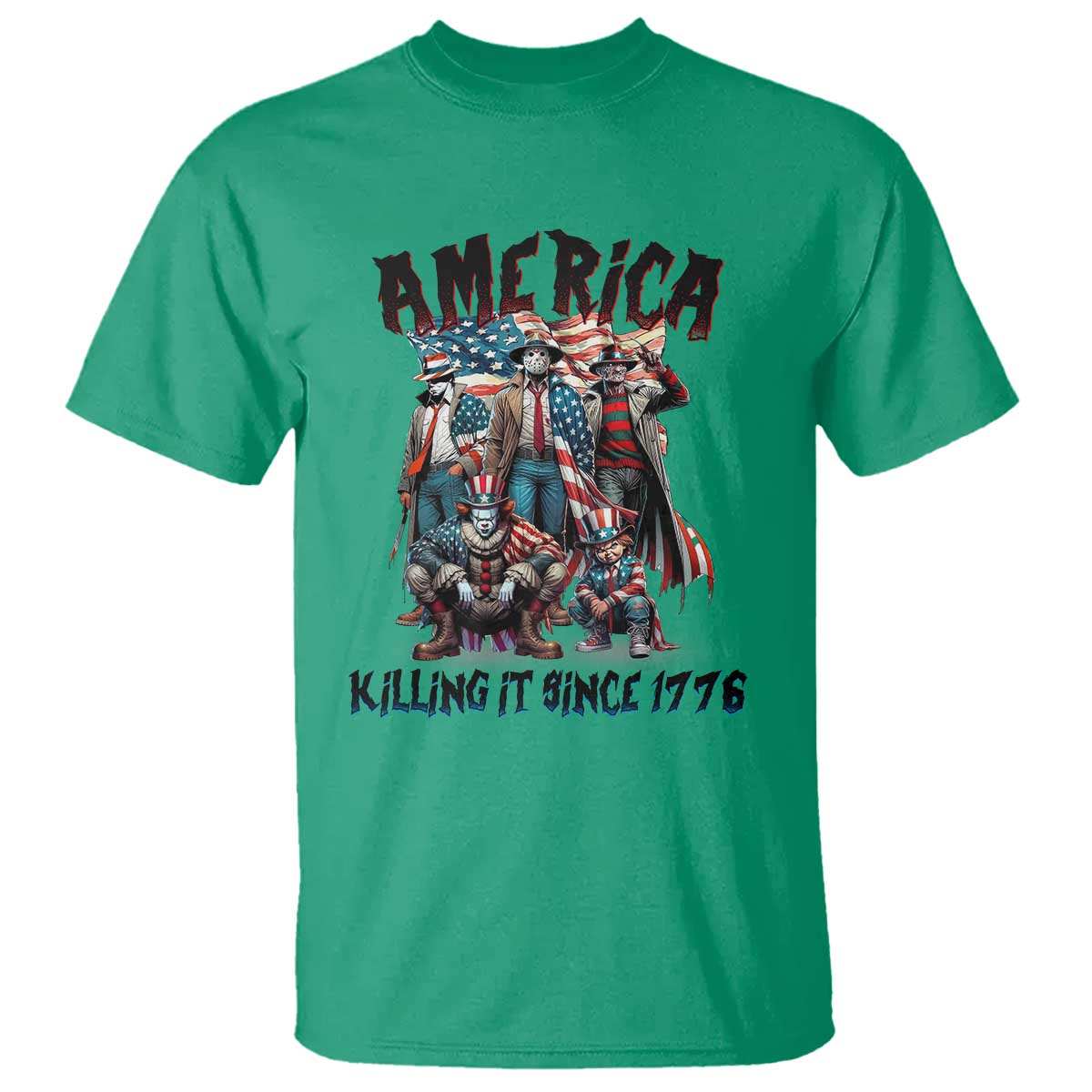 Patriotic Horror Mashup T Shirt America Killing It Since 1776