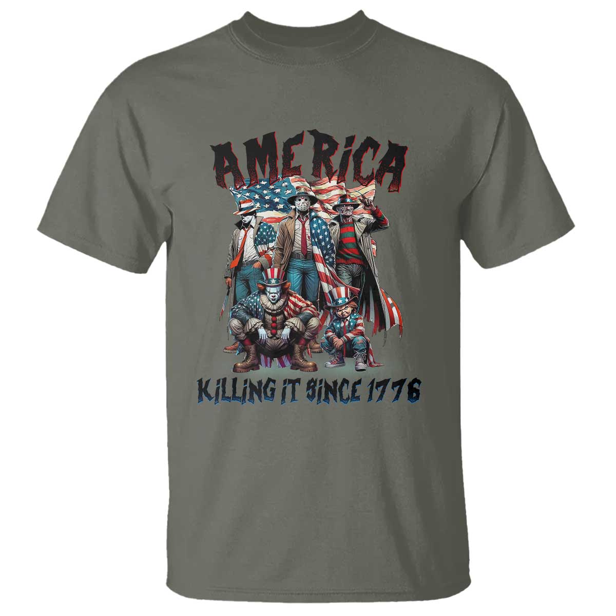 Patriotic Horror Mashup T Shirt America Killing It Since 1776