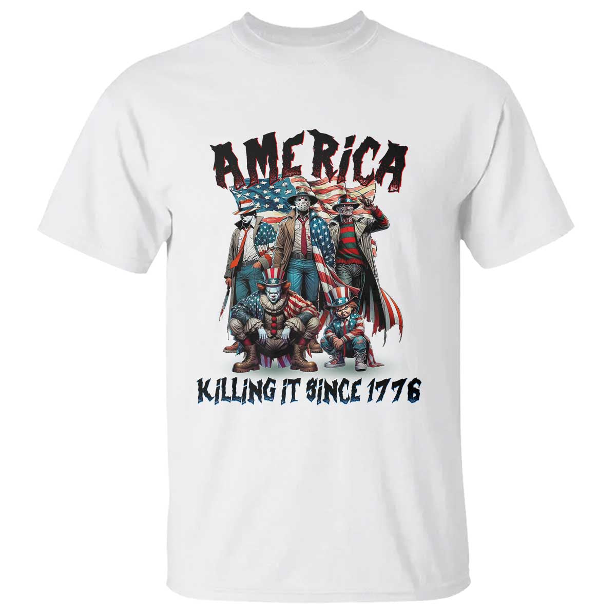 Patriotic Horror Mashup T Shirt America Killing It Since 1776