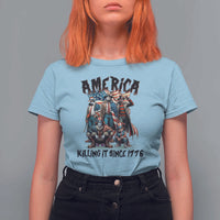 Patriotic Horror Mashup T Shirt For Women America Killing It Since 1776