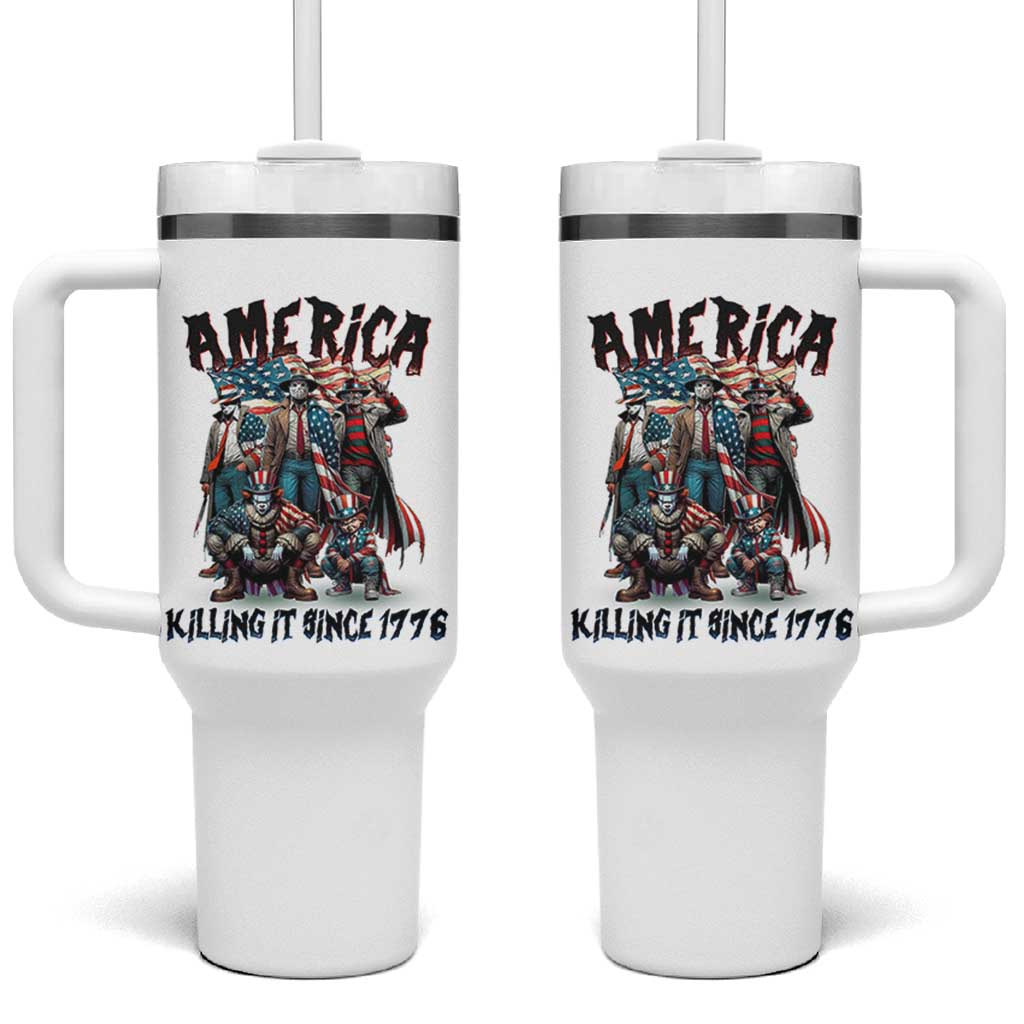 Patriotic Horror Mashup Tumbler With Handle America Killing It Since 1776