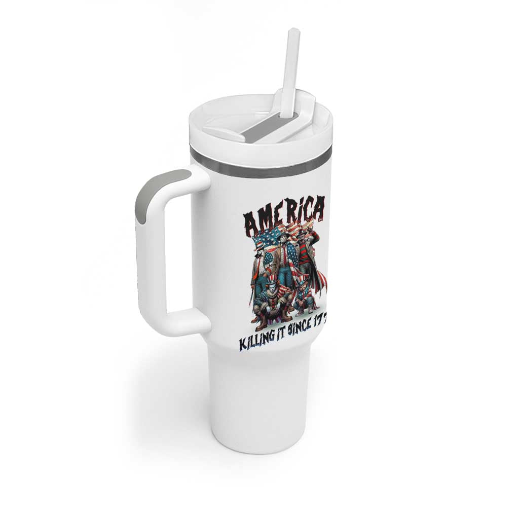 Patriotic Horror Mashup Tumbler With Handle America Killing It Since 1776