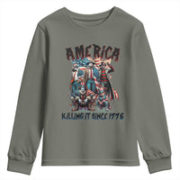 Patriotic Horror Mashup Youth Sweatshirt America Killing It Since 1776