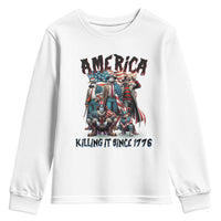 Patriotic Horror Mashup Youth Sweatshirt America Killing It Since 1776