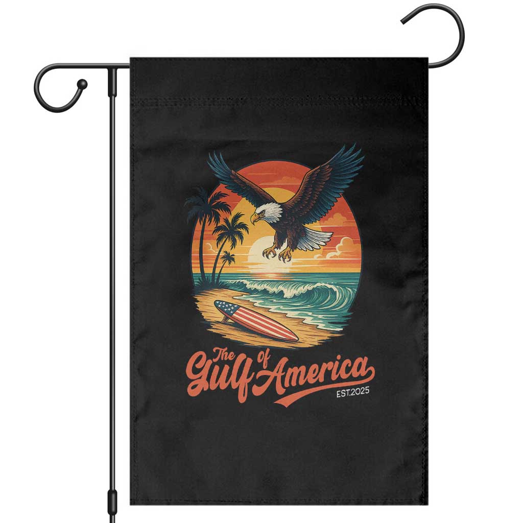 Gulf of USA 2025 Bald Eagle Garden Flag Vintage Patriotic Beach Sunset 4th Of July - Wonder Print Shop