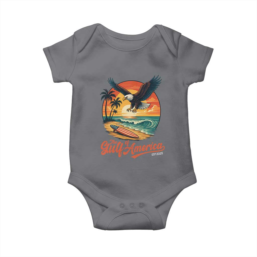 Gulf of America 2025 Bald Eagle Baby Onesie Vintage Patriotic Beach Sunset 4th Of July - Wonder Print Shop