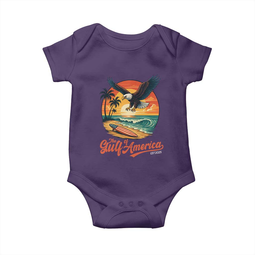 Gulf of America 2025 Bald Eagle Baby Onesie Vintage Patriotic Beach Sunset 4th Of July - Wonder Print Shop