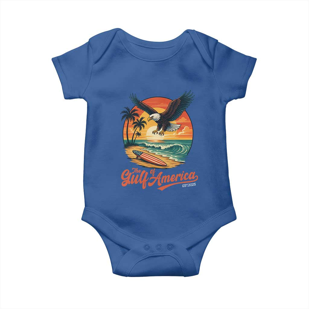 Gulf of America 2025 Bald Eagle Baby Onesie Vintage Patriotic Beach Sunset 4th Of July - Wonder Print Shop