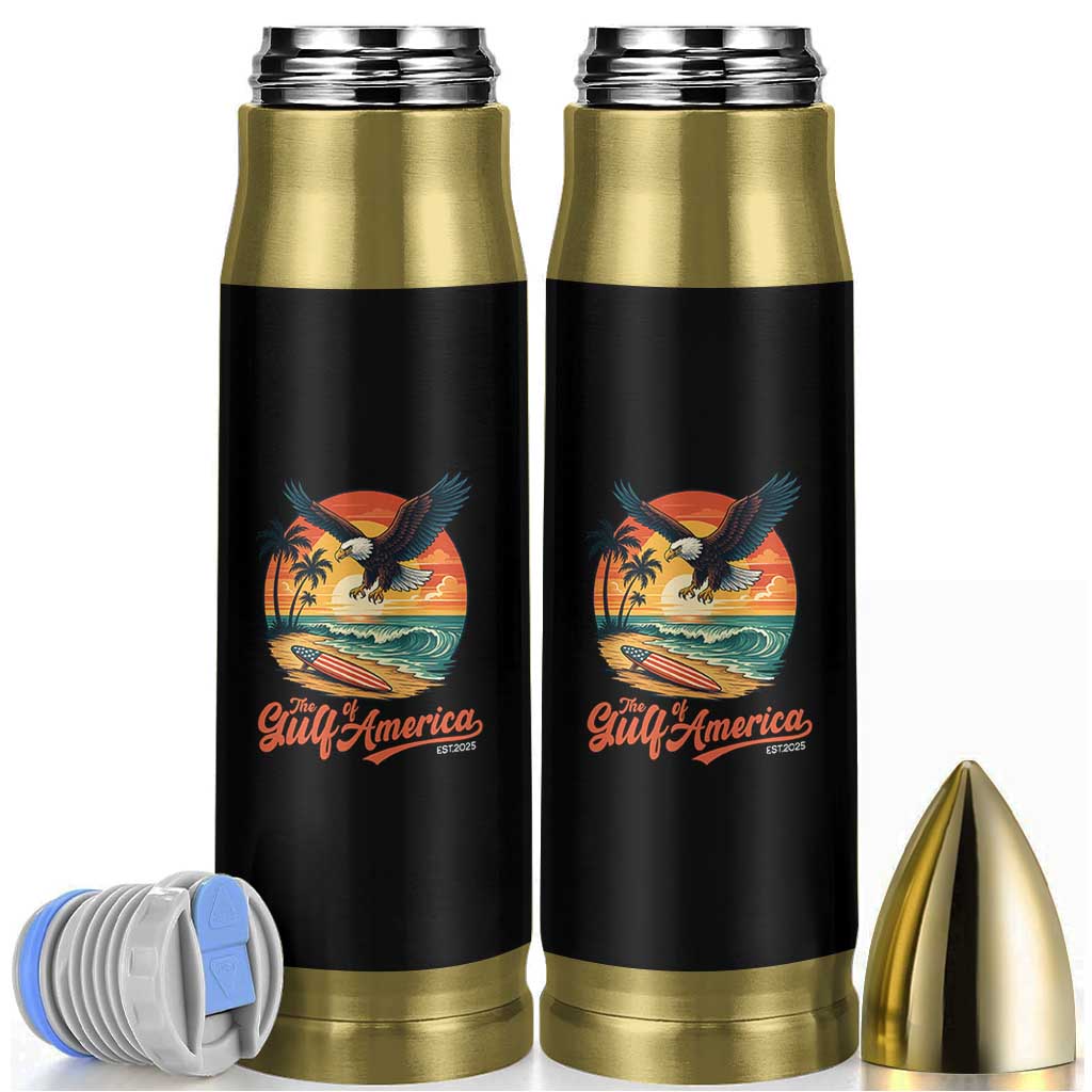 Gulf of USA 2025 Bald Eagle Bullet Tumbler Vintage Patriotic Beach Sunset 4th Of July - Wonder Print Shop