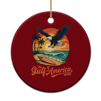 Gulf of USA 2025 Bald Eagle Ceramic Ornament Vintage Patriotic Beach Sunset 4th Of July - Wonder Print Shop