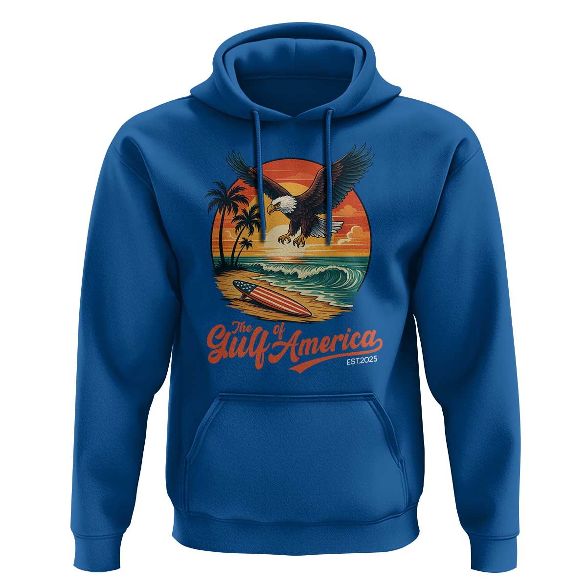 Gulf of America 2025 Bald Eagle Hoodie Vintage Patriotic Beach Sunset 4th Of July - Wonder Print Shop