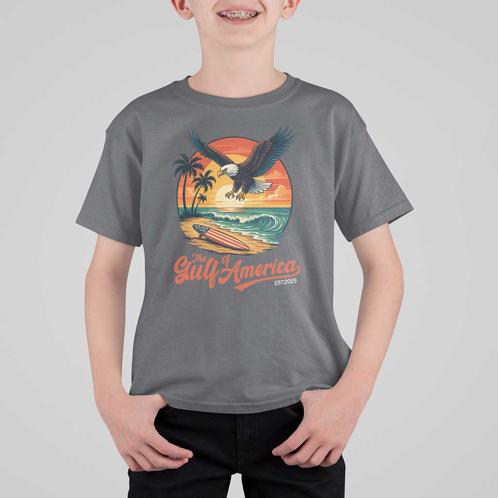 Gulf of America 2025 Bald Eagle T Shirt For Kid Vintage Patriotic Beach Sunset 4th Of July - Wonder Print Shop