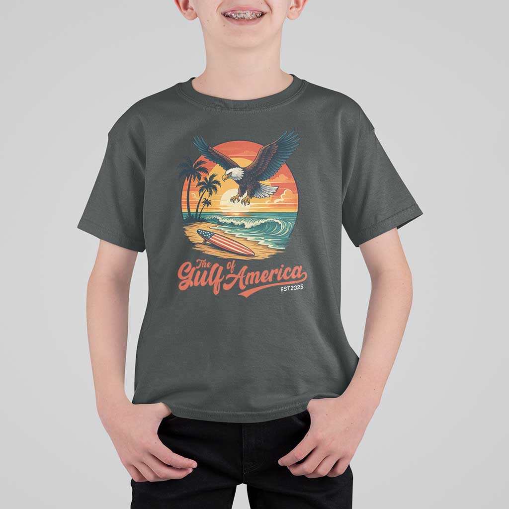 Gulf of America 2025 Bald Eagle T Shirt For Kid Vintage Patriotic Beach Sunset 4th Of July - Wonder Print Shop