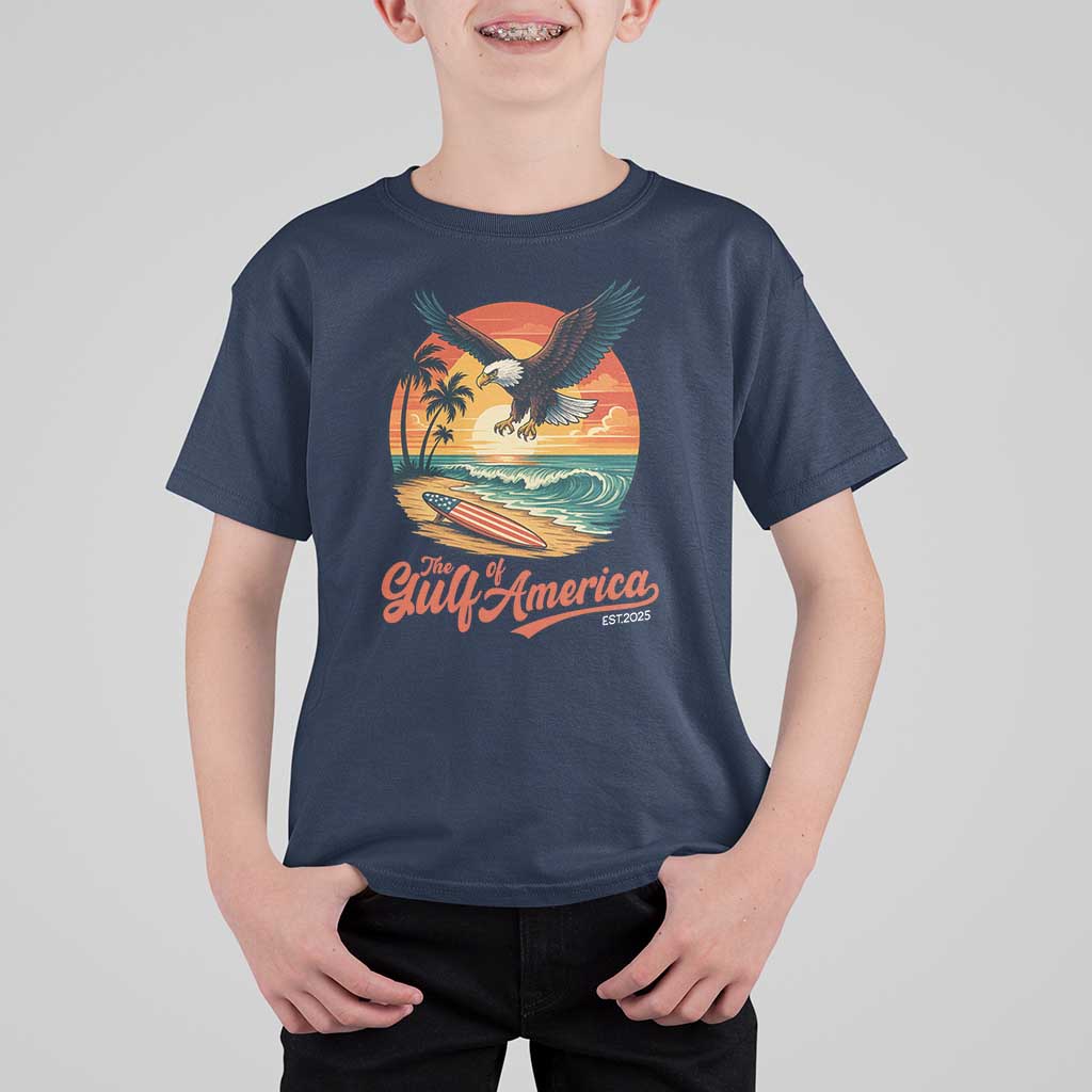 Gulf of America 2025 Bald Eagle T Shirt For Kid Vintage Patriotic Beach Sunset 4th Of July - Wonder Print Shop