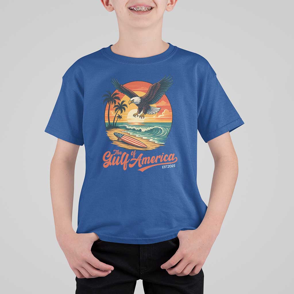 Gulf of America 2025 Bald Eagle T Shirt For Kid Vintage Patriotic Beach Sunset 4th Of July - Wonder Print Shop